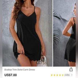 Size 2 Scallop Trim Solid Cami Dress